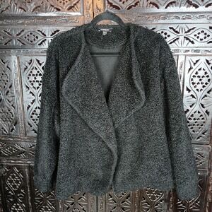 Express Cozy Black Sherpa Flyaway Jacket Size Medium Super Soft & Warm